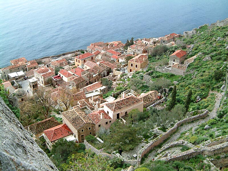 Θέα της Μονεμβασιάς από ψηλά